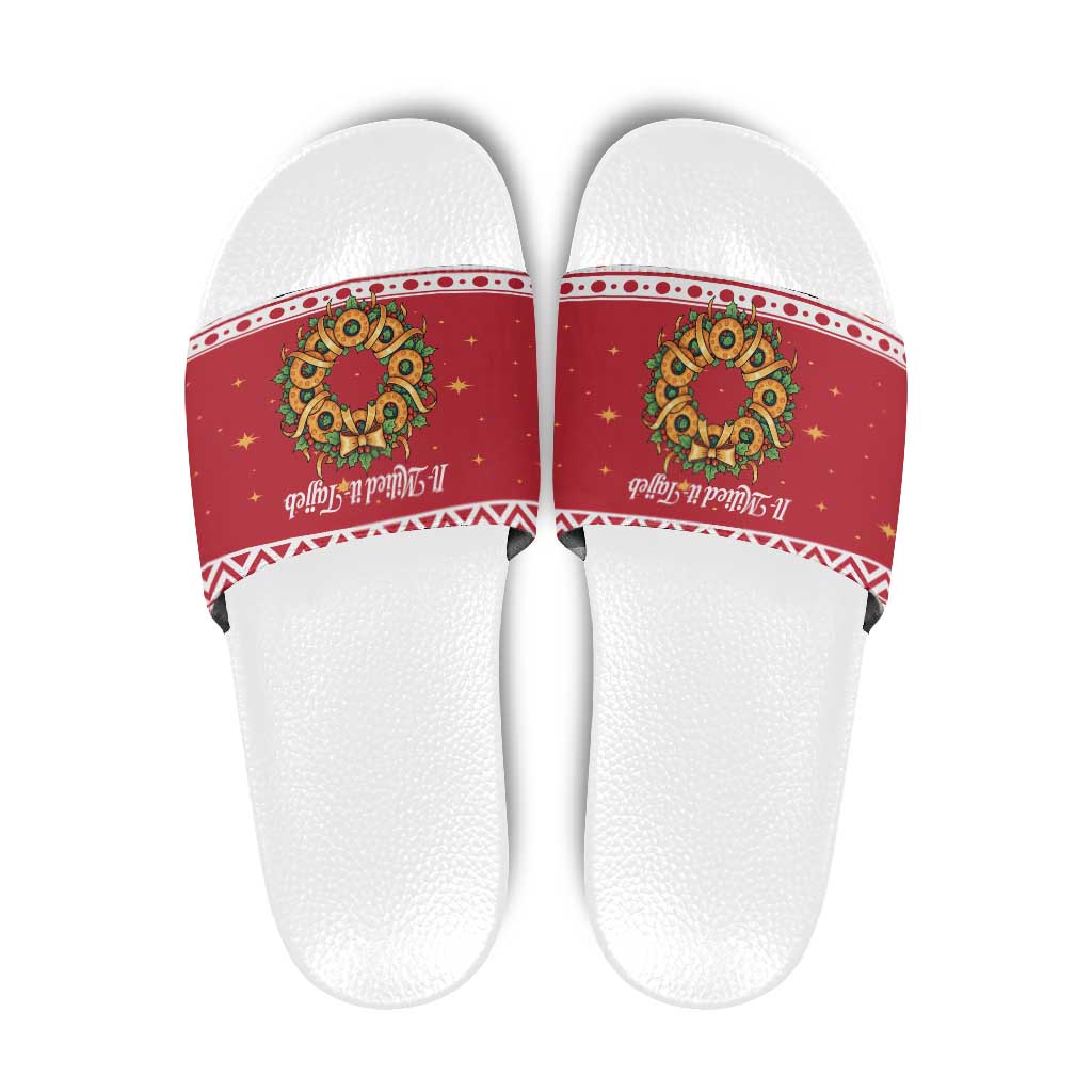 Malta Christmas Slide Sandals Maltese Honey Rings - Wonder Print Shop
