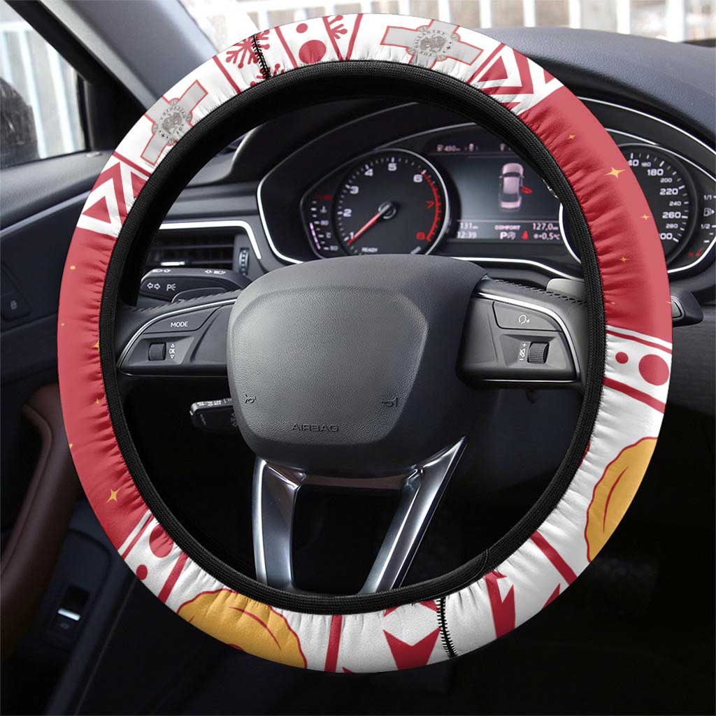 Malta Christmas Steering Wheel Cover Maltese Honey Rings - Wonder Print Shop