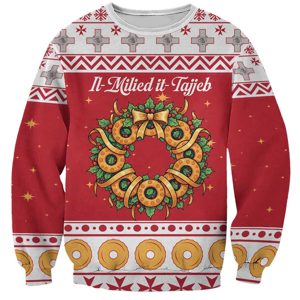 Malta Christmas Sweatshirt Maltese Honey Rings - Wonder Print Shop