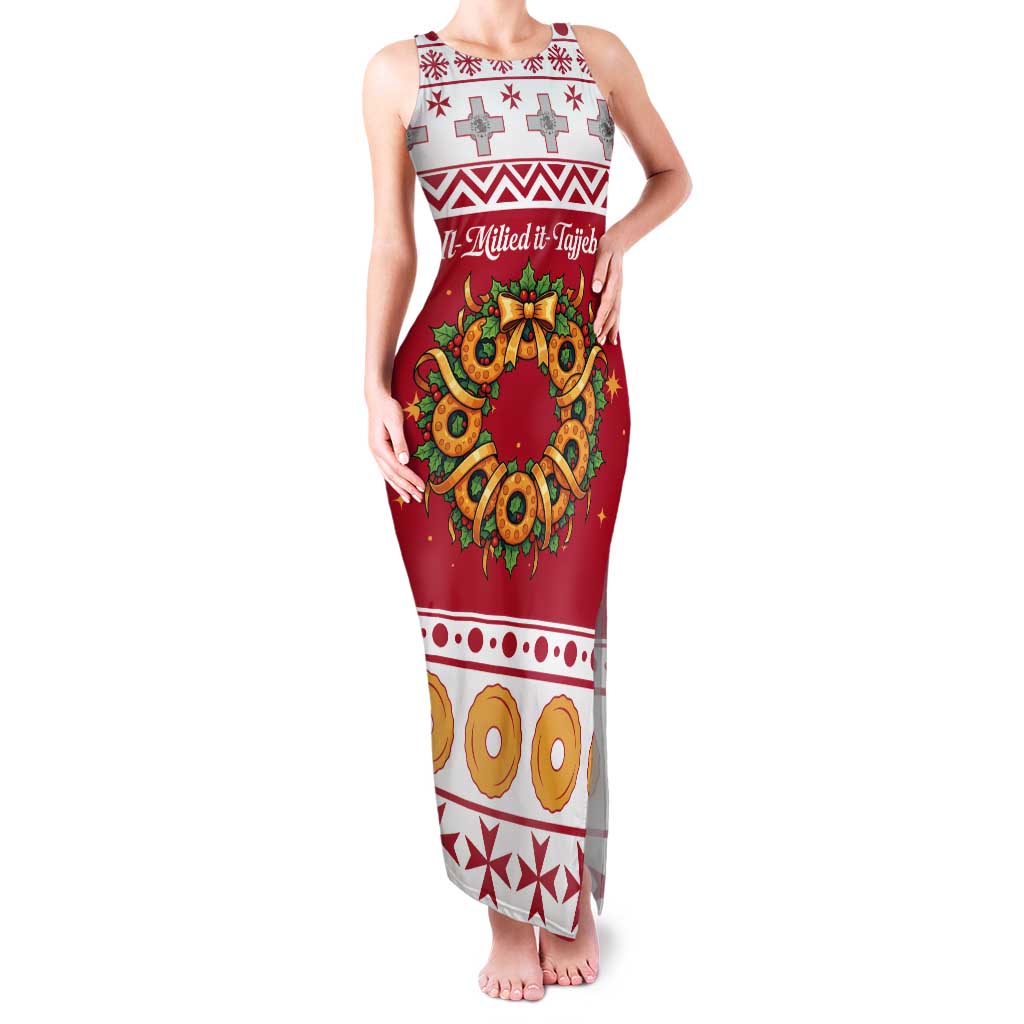 Malta Christmas Tank Maxi Dress Maltese Honey Rings - Wonder Print Shop