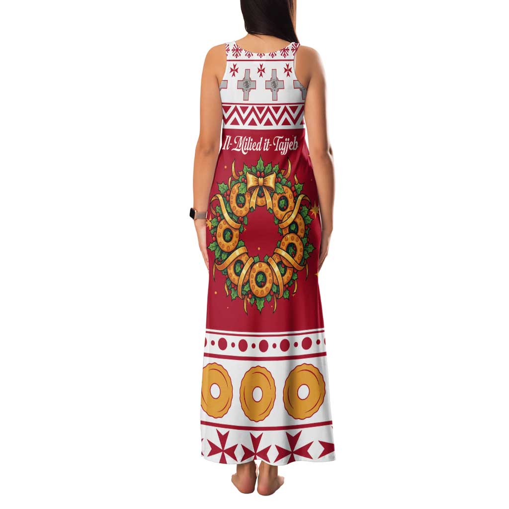Malta Christmas Tank Maxi Dress Maltese Honey Rings - Wonder Print Shop