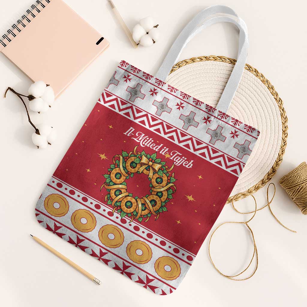 Malta Christmas Tote Bag Maltese Honey Rings - Wonder Print Shop