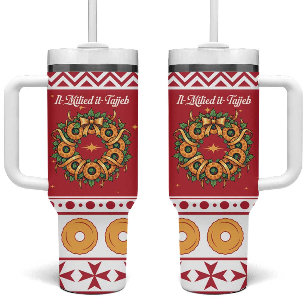 Malta Christmas Tumbler With Handle Maltese Honey Rings - Wonder Print Shop