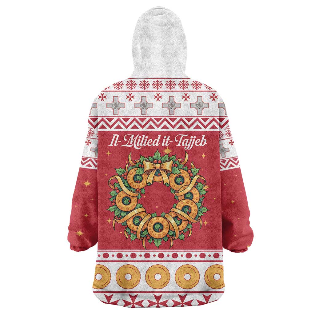 Malta Christmas Wearable Blanket Hoodie Maltese Honey Rings - Wonder Print Shop