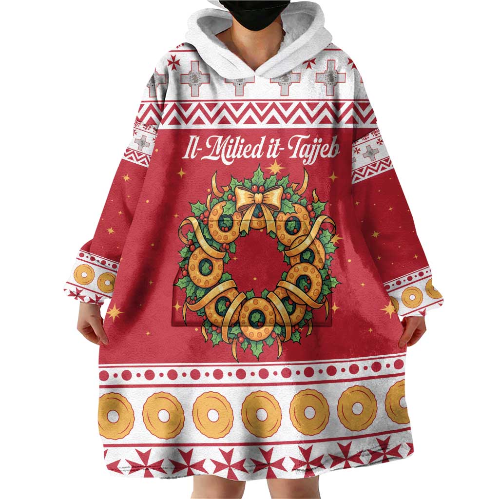 Malta Christmas Wearable Blanket Hoodie Maltese Honey Rings - Wonder Print Shop