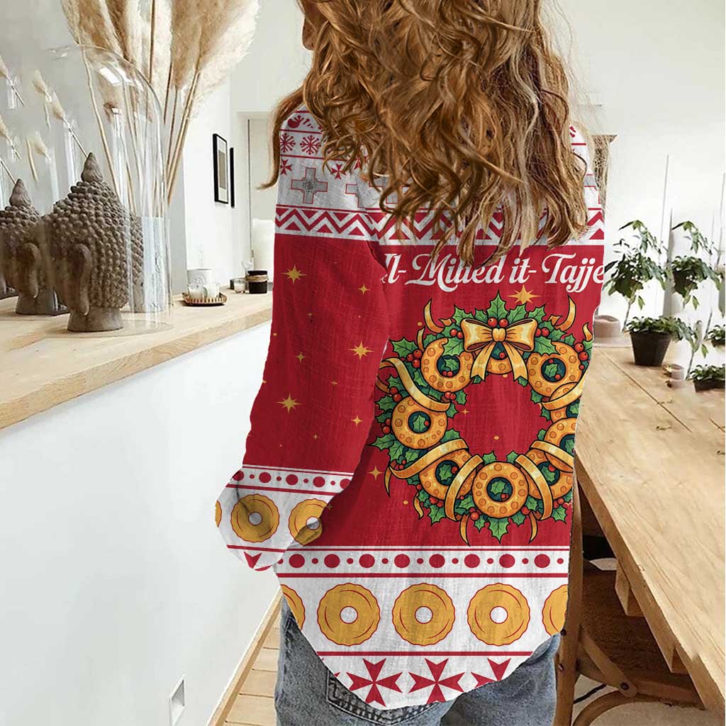 Malta Christmas Women Casual Shirt Maltese Honey Rings - Wonder Print Shop