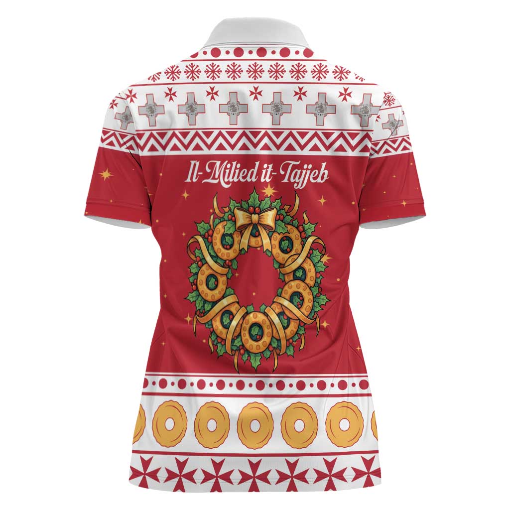 Malta Christmas Women Polo Shirt Maltese Honey Rings - Wonder Print Shop