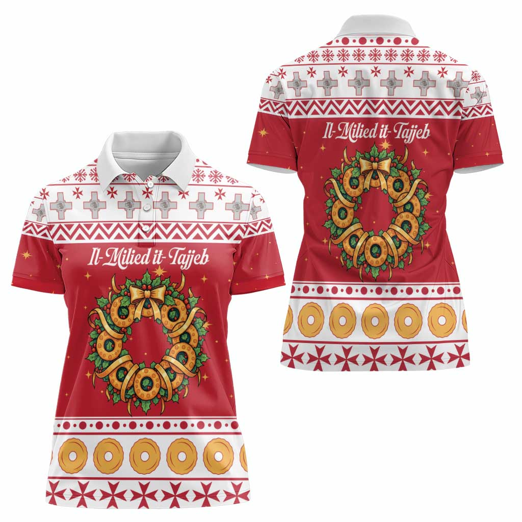 Malta Christmas Women Polo Shirt Maltese Honey Rings - Wonder Print Shop