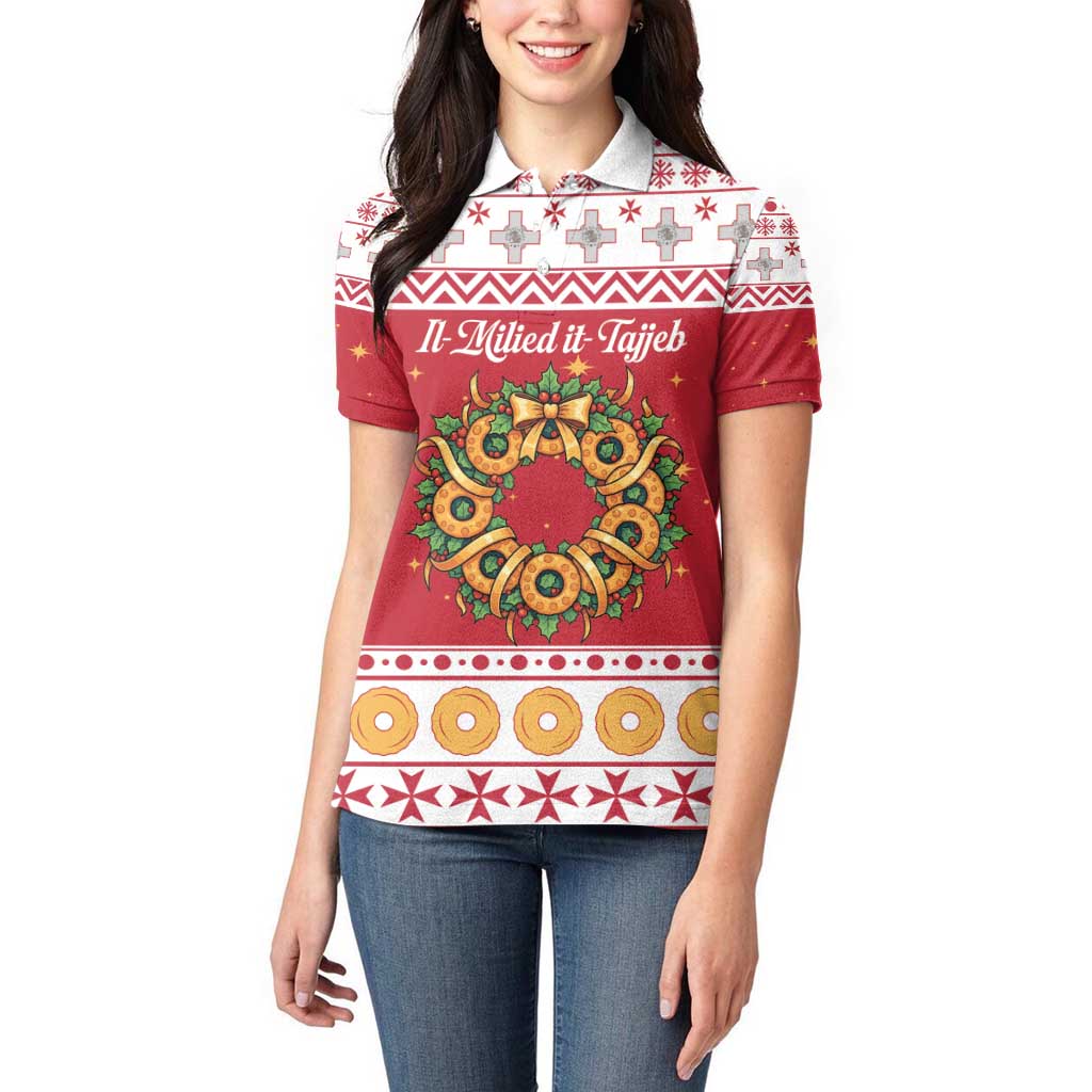 Malta Christmas Women Polo Shirt Maltese Honey Rings - Wonder Print Shop