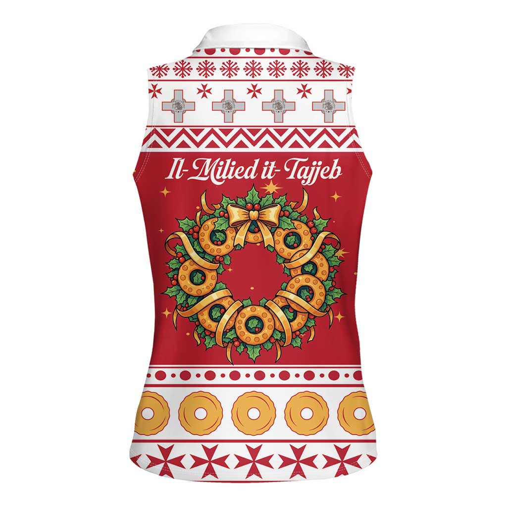 Malta Christmas Women Sleeveless Polo Shirt Maltese Honey Rings - Wonder Print Shop