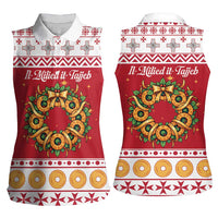 Malta Christmas Women Sleeveless Polo Shirt Maltese Honey Rings - Wonder Print Shop