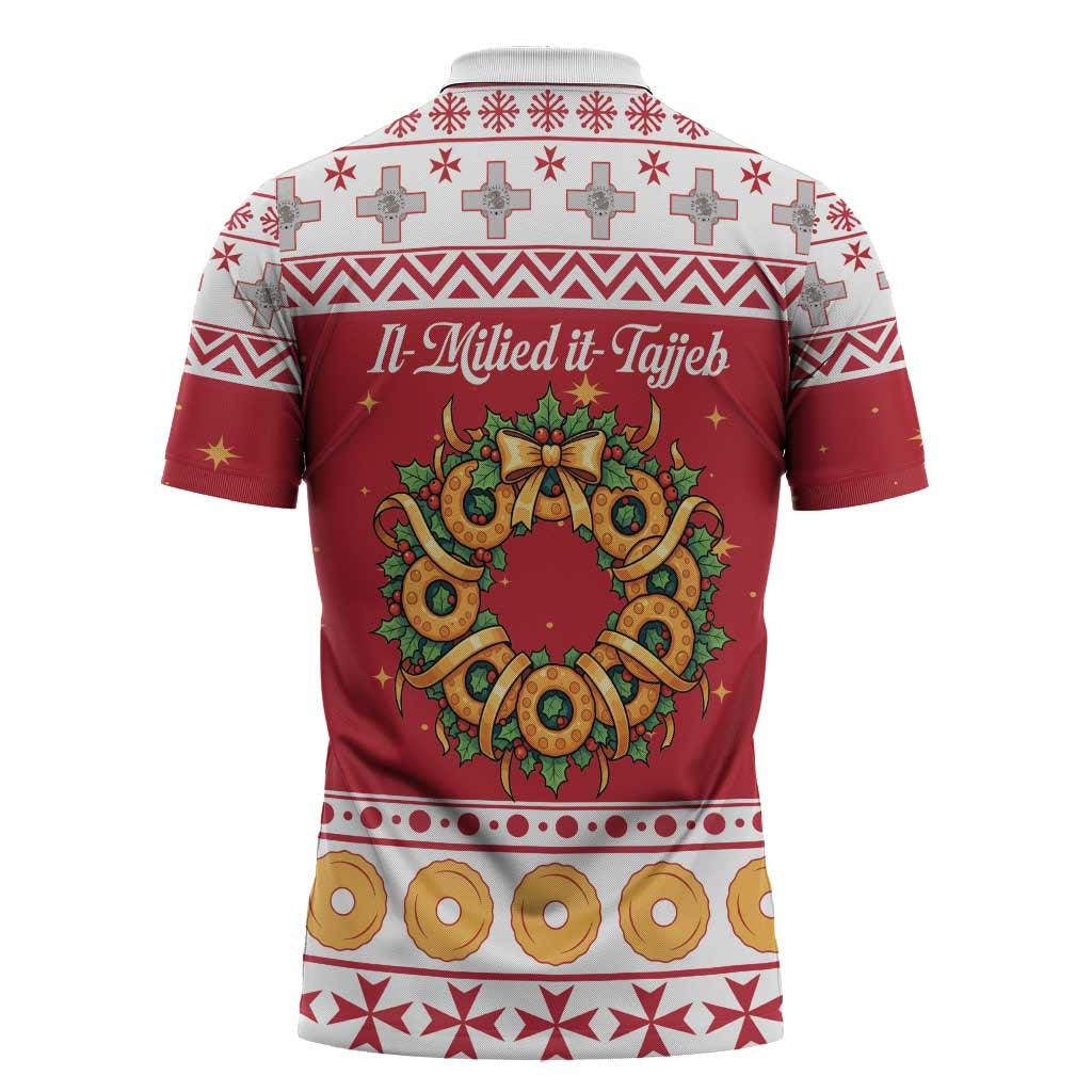 Malta Christmas Zipper Polo Shirt Maltese Honey Rings - Wonder Print Shop