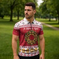 Malta Christmas Zipper Polo Shirt Maltese Honey Rings - Wonder Print Shop