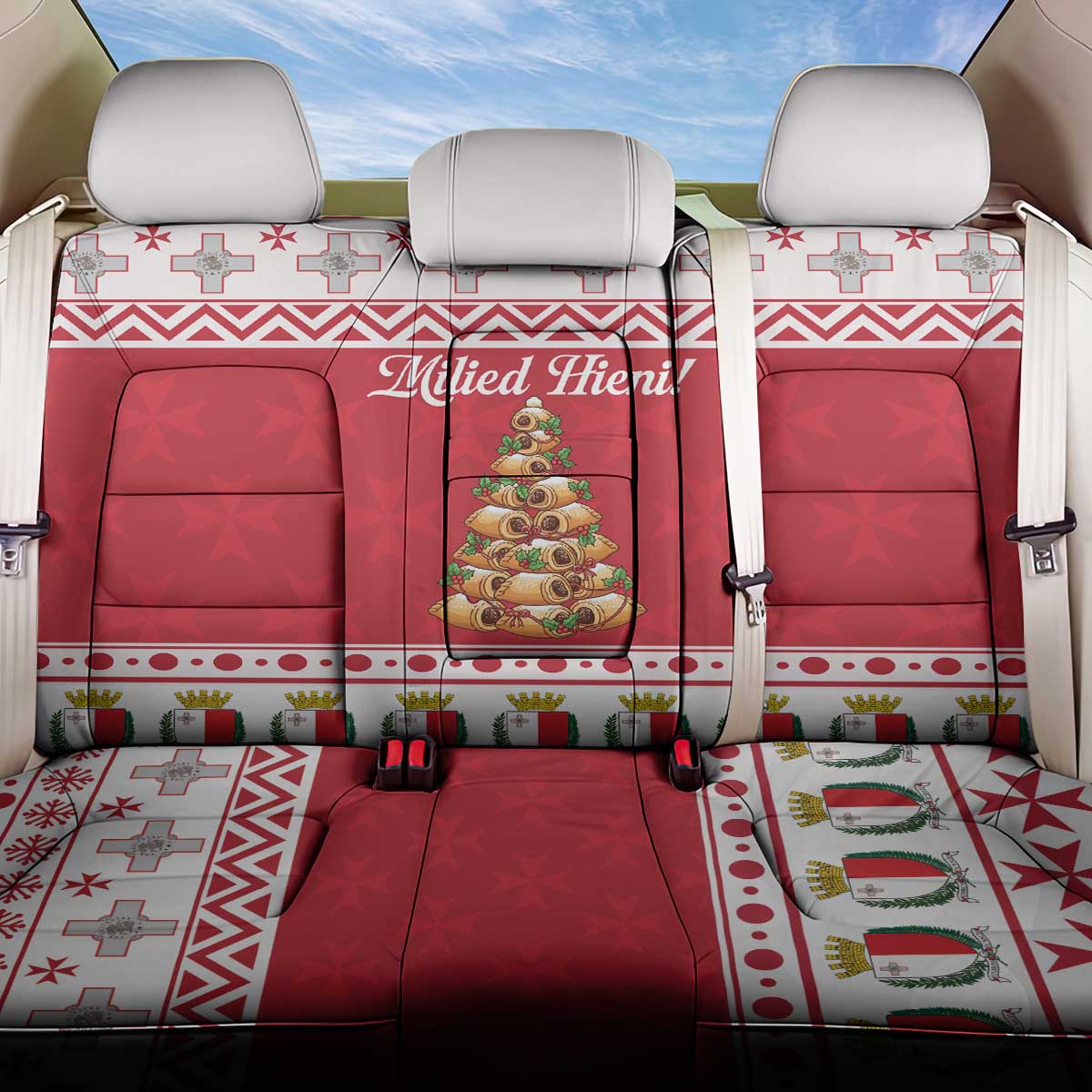 Traditional Maltese Imqaret Pastry Back Car Seat Cover Malta Imqaret Christmas Tree - Wonder Print Shop