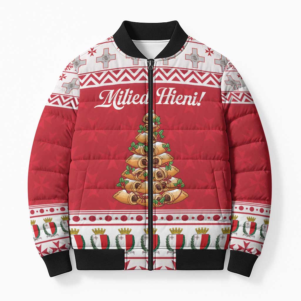 Traditional Maltese Imqaret Pastry Bomber Puffer Jacket Malta Imqaret Christmas Tree - Wonder Print Shop