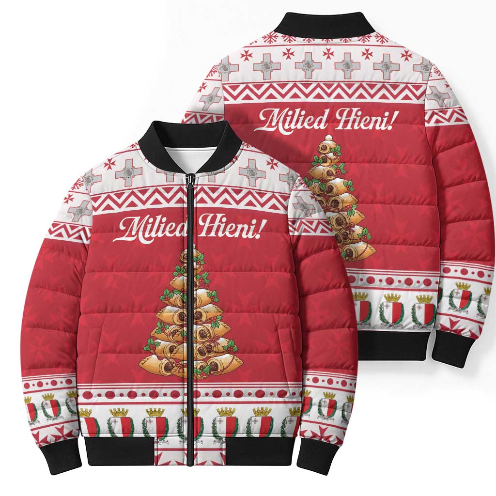 Traditional Maltese Imqaret Pastry Bomber Puffer Jacket Malta Imqaret Christmas Tree - Wonder Print Shop