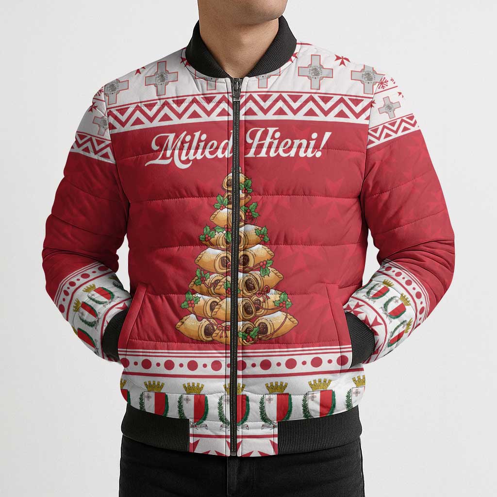 Traditional Maltese Imqaret Pastry Bomber Puffer Jacket Malta Imqaret Christmas Tree - Wonder Print Shop