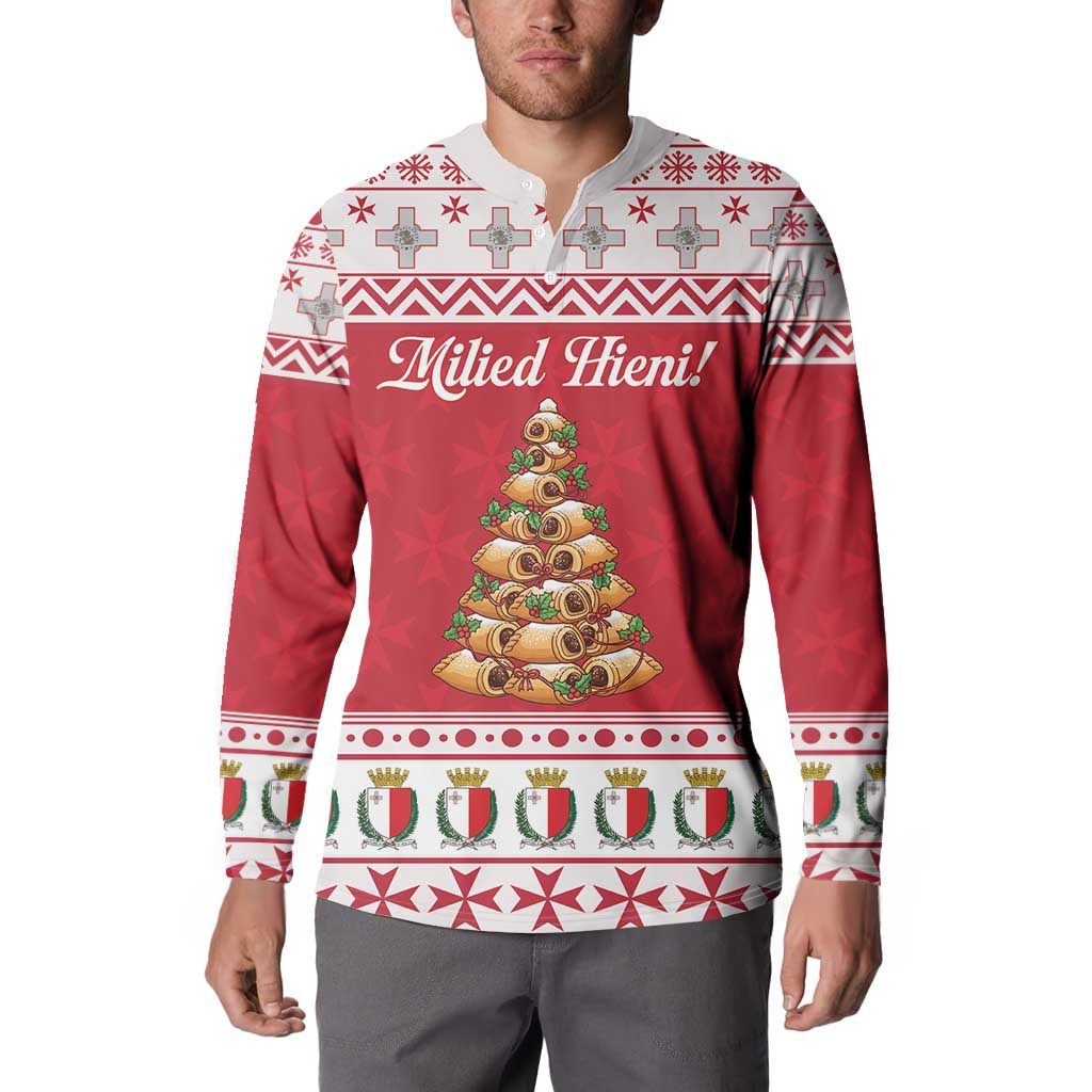 Traditional Maltese Imqaret Pastry Button Sweatshirt Malta Imqaret Christmas Tree - Wonder Print Shop