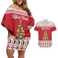 Traditional Maltese Imqaret Pastry Couples Matching Off Shoulder Short Dress and Hawaiian Shirt Malta Imqaret Christmas Tree - Wonder Print Shop