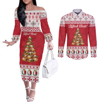 Traditional Maltese Imqaret Pastry Couples Matching Off The Shoulder Long Sleeve Dress and Long Sleeve Button Shirt Malta Imqaret Christmas Tree - Wonder Print Shop