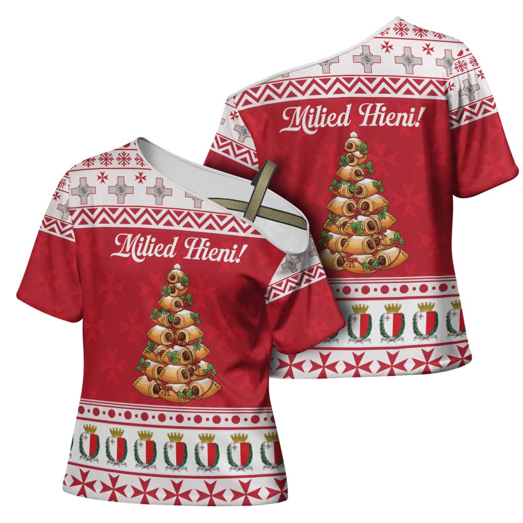 Traditional Maltese Imqaret Pastry Cross Shoulder Shirt Malta Imqaret Christmas Tree - Wonder Print Shop