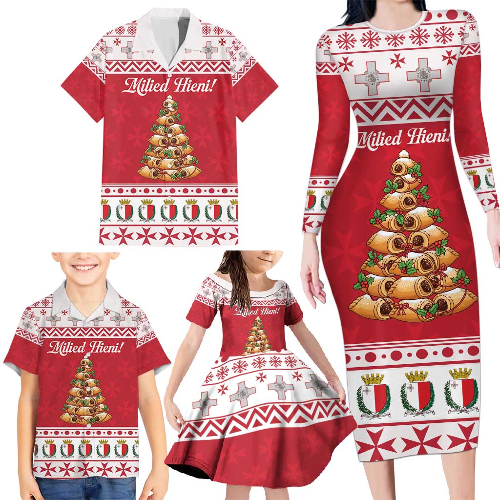 Traditional Maltese Imqaret Pastry Family Matching Long Sleeve Bodycon Dress and Hawaiian Shirt Malta Imqaret Christmas Tree - Wonder Print Shop