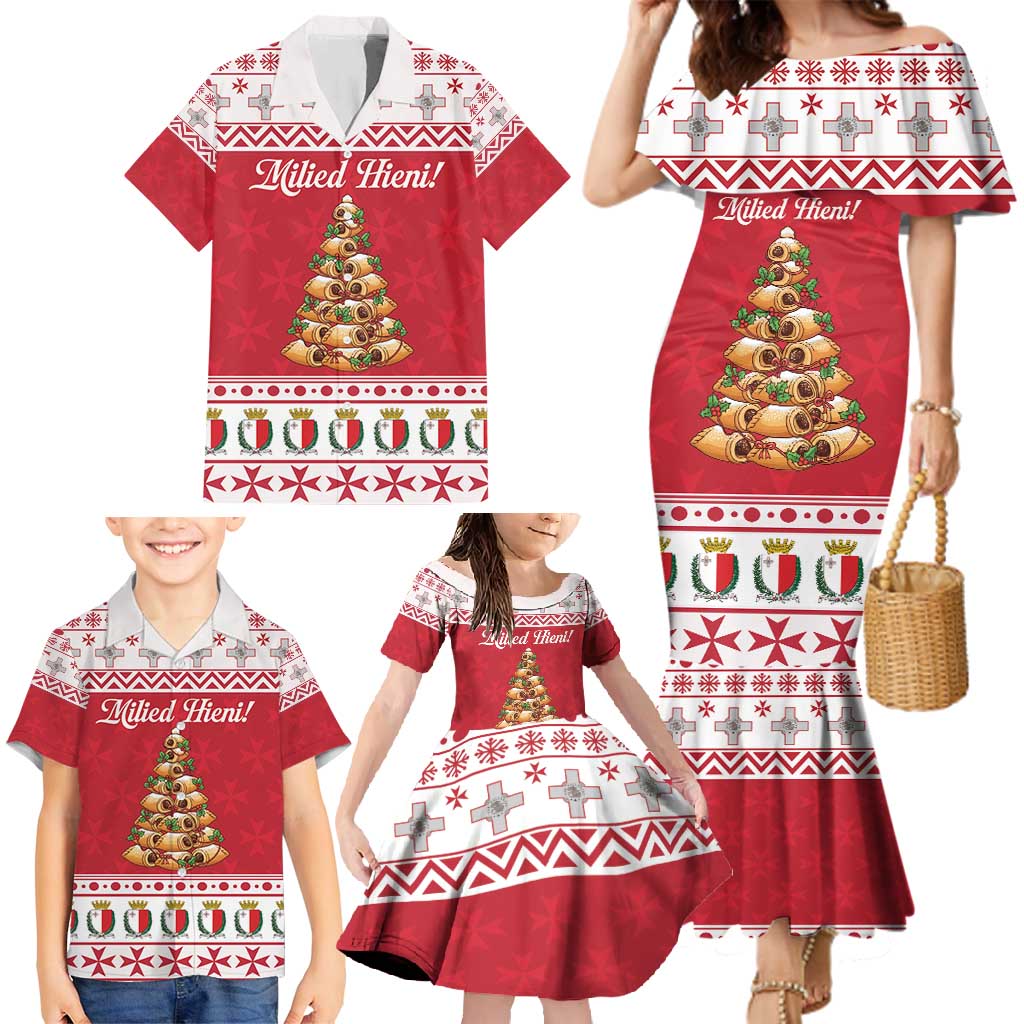 Traditional Maltese Imqaret Pastry Family Matching Mermaid Dress and Hawaiian Shirt Malta Imqaret Christmas Tree - Wonder Print Shop