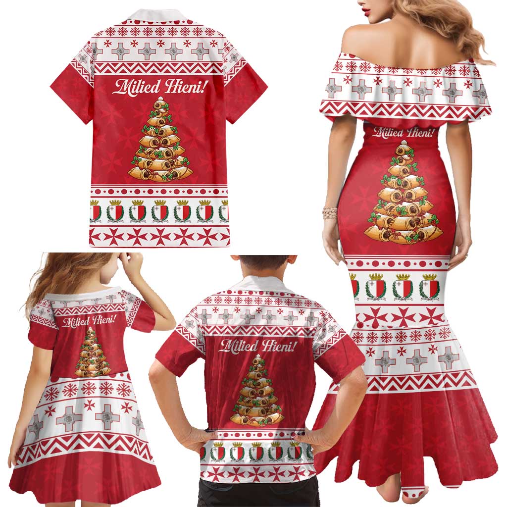 Traditional Maltese Imqaret Pastry Family Matching Mermaid Dress and Hawaiian Shirt Malta Imqaret Christmas Tree - Wonder Print Shop