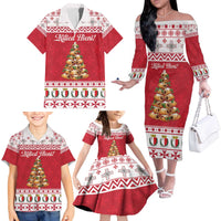 Traditional Maltese Imqaret Pastry Family Matching Off The Shoulder Long Sleeve Dress and Hawaiian Shirt Malta Imqaret Christmas Tree - Wonder Print Shop