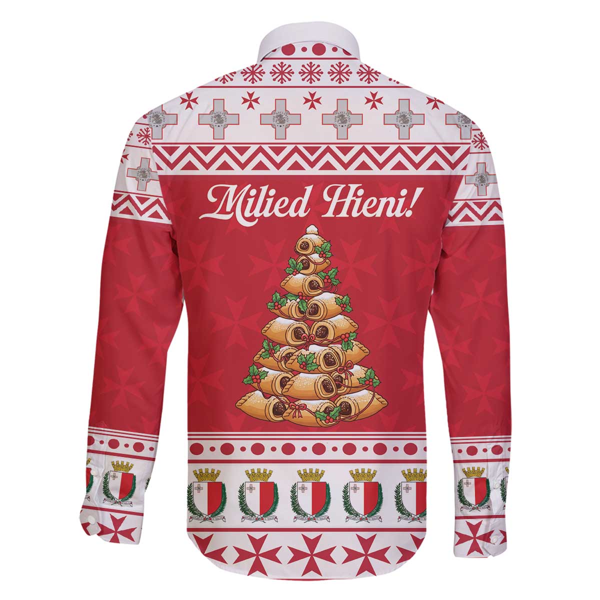 Traditional Maltese Imqaret Pastry Family Matching Off The Shoulder Long Sleeve Dress and Hawaiian Shirt Malta Imqaret Christmas Tree - Wonder Print Shop