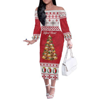 Traditional Maltese Imqaret Pastry Family Matching Off The Shoulder Long Sleeve Dress and Hawaiian Shirt Malta Imqaret Christmas Tree - Wonder Print Shop