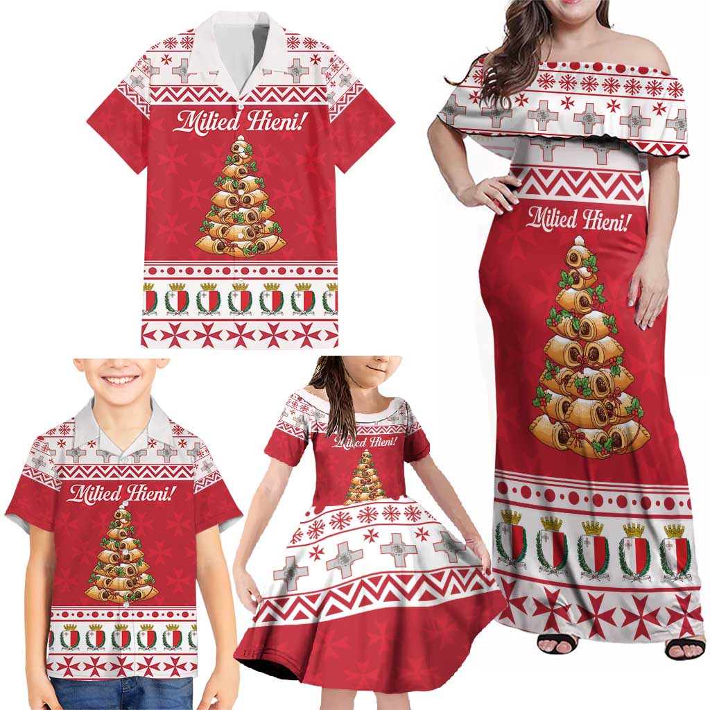 Traditional Maltese Imqaret Pastry Family Matching Off Shoulder Maxi Dress and Hawaiian Shirt Malta Imqaret Christmas Tree - Wonder Print Shop