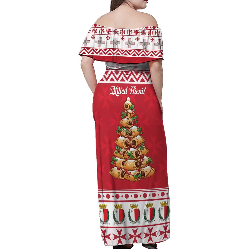 Traditional Maltese Imqaret Pastry Family Matching Off Shoulder Maxi Dress and Hawaiian Shirt Malta Imqaret Christmas Tree - Wonder Print Shop