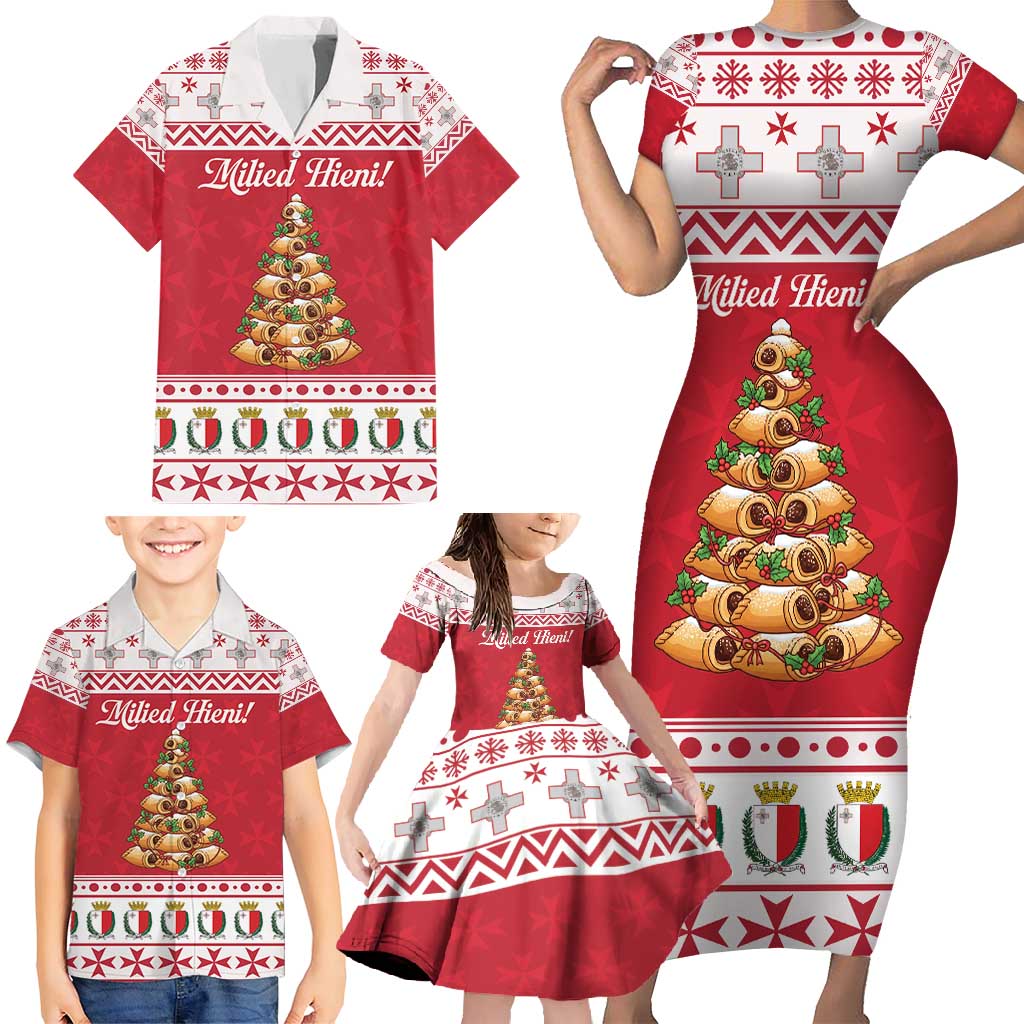Traditional Maltese Imqaret Pastry Family Matching Short Sleeve Bodycon Dress and Hawaiian Shirt Malta Imqaret Christmas Tree - Wonder Print Shop