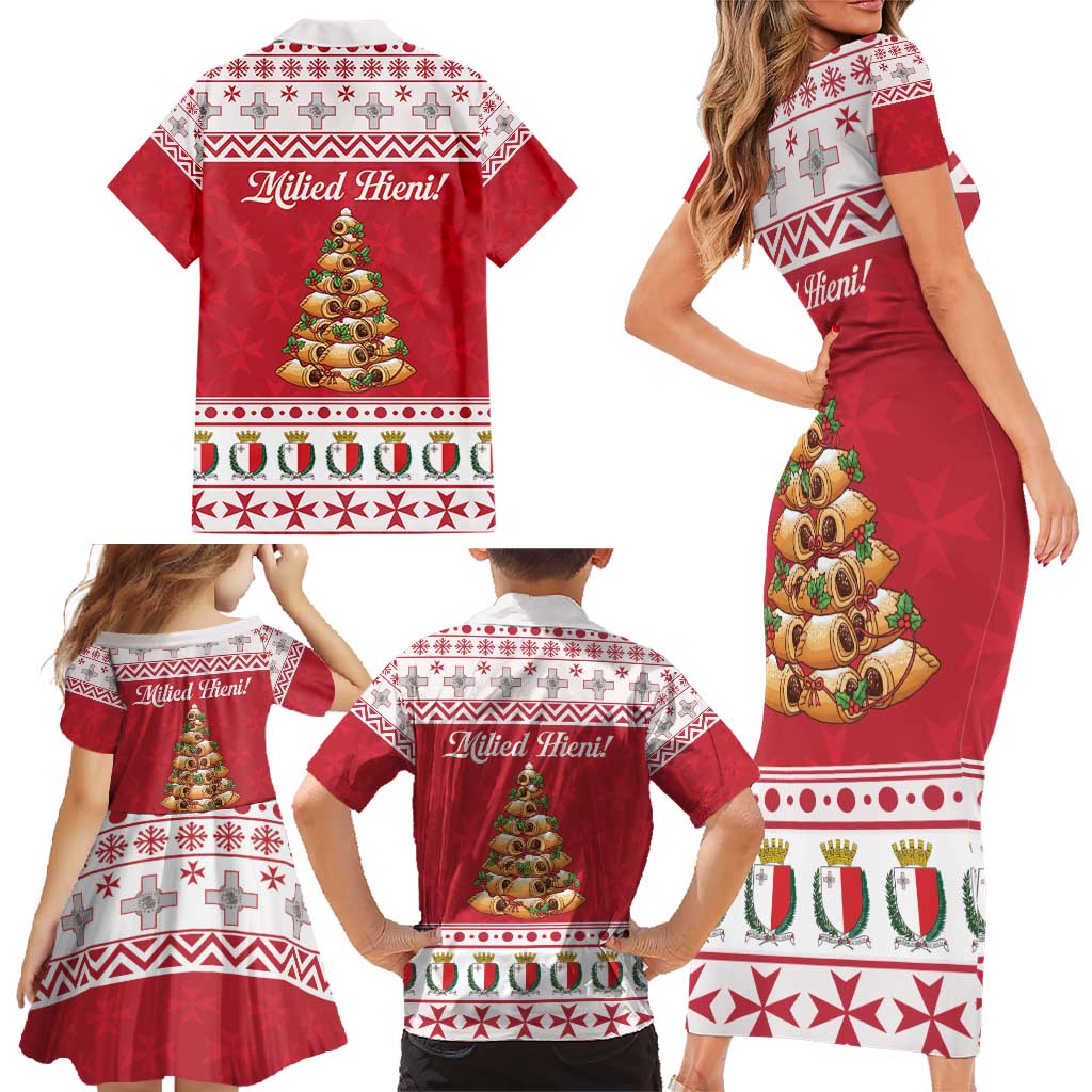 Traditional Maltese Imqaret Pastry Family Matching Short Sleeve Bodycon Dress and Hawaiian Shirt Malta Imqaret Christmas Tree - Wonder Print Shop