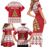 Traditional Maltese Imqaret Pastry Family Matching Short Sleeve Bodycon Dress and Hawaiian Shirt Malta Imqaret Christmas Tree - Wonder Print Shop