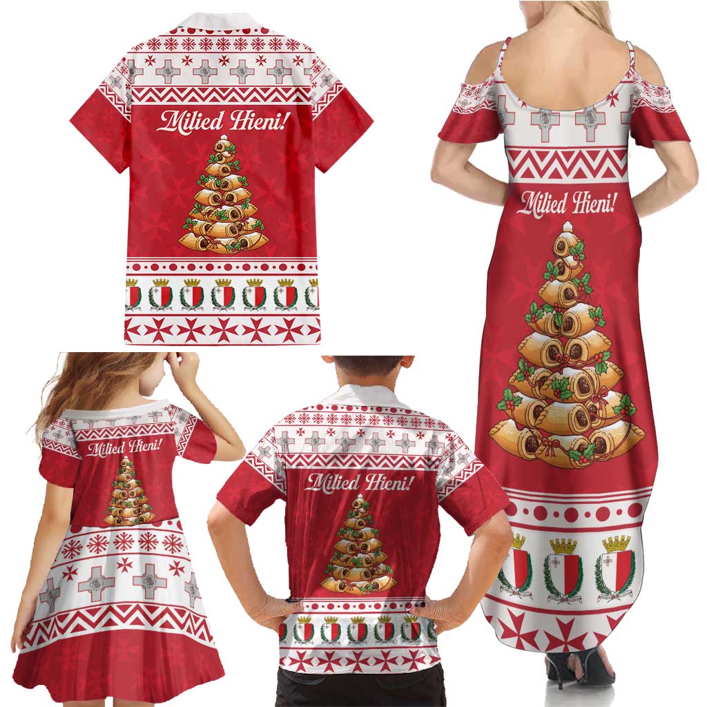 Traditional Maltese Imqaret Pastry Family Matching Summer Maxi Dress and Hawaiian Shirt Malta Imqaret Christmas Tree - Wonder Print Shop