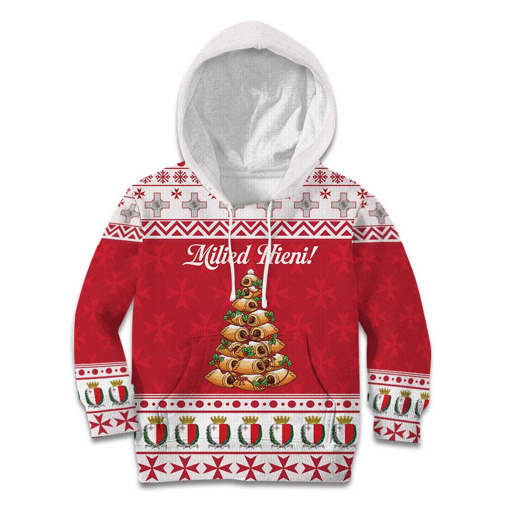 Traditional Maltese Imqaret Pastry Kid Hoodie Malta Imqaret Christmas Tree - Wonder Print Shop