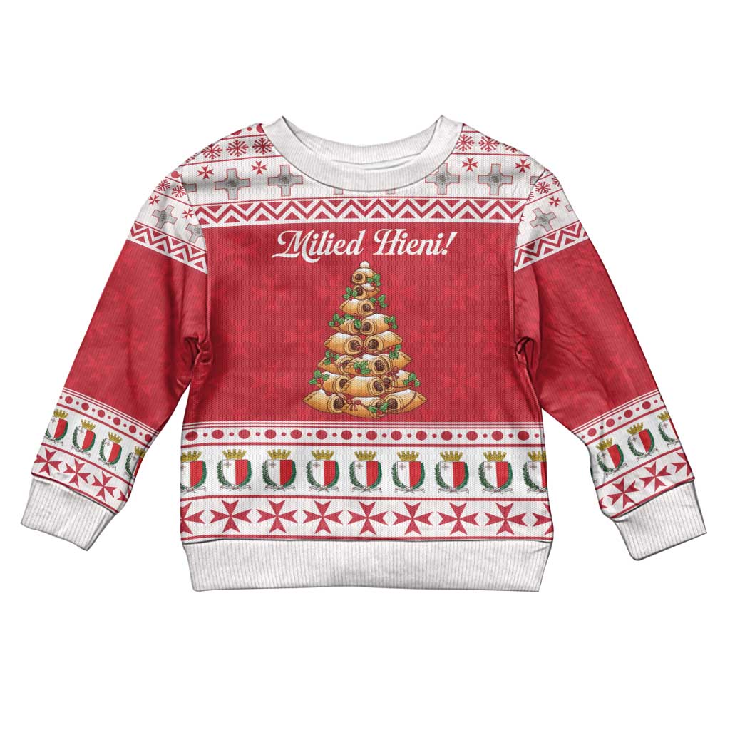 Traditional Maltese Imqaret Pastry Kid Ugly Christmas Sweater Malta Imqaret Christmas Tree - Wonder Print Shop