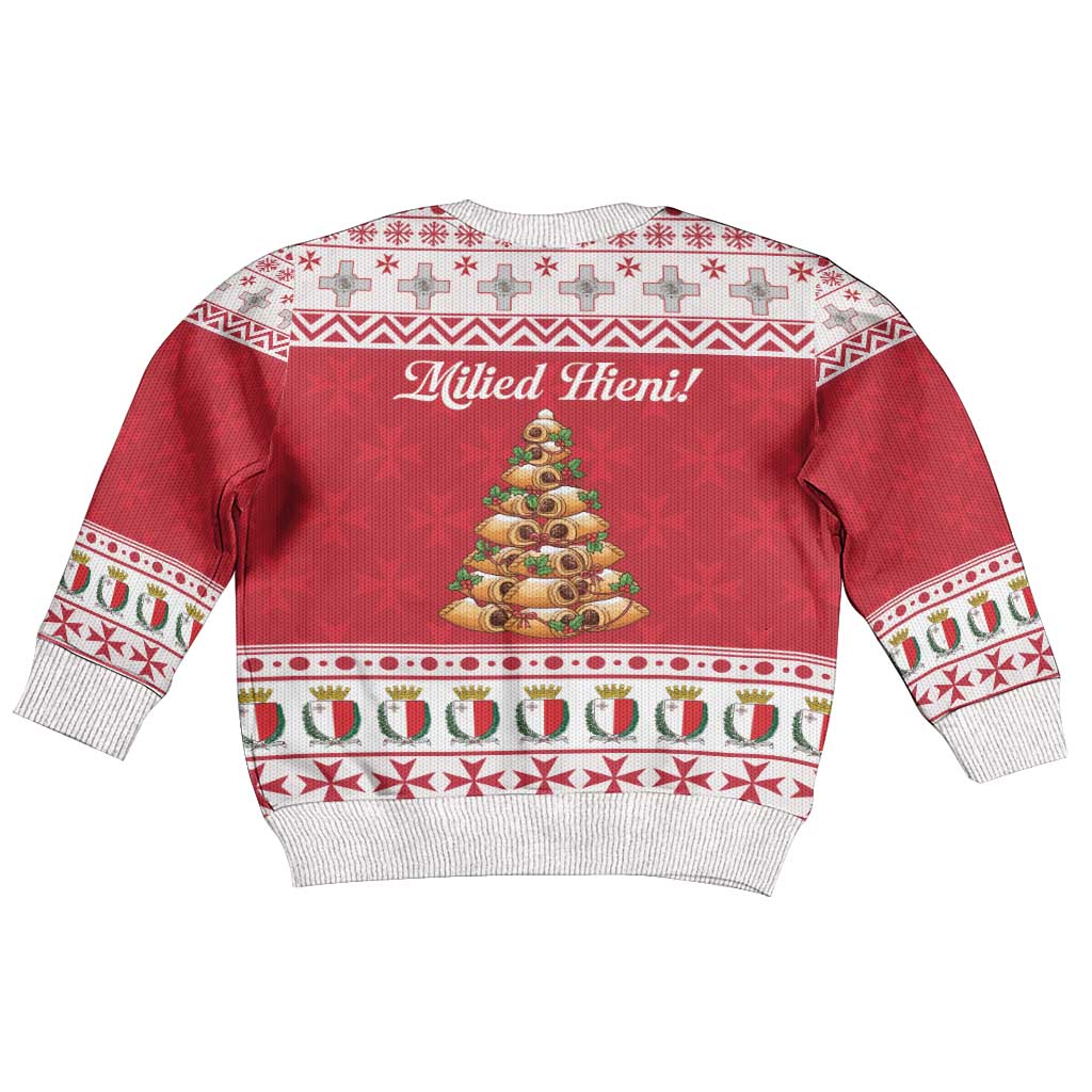 Traditional Maltese Imqaret Pastry Kid Ugly Christmas Sweater Malta Imqaret Christmas Tree - Wonder Print Shop