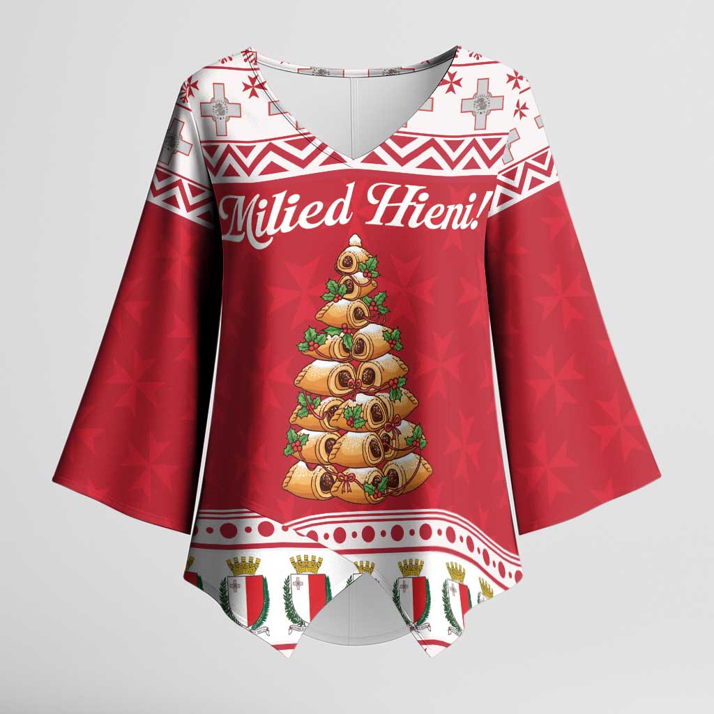 Traditional Maltese Imqaret Pastry Kimono Sleeve Blouse Malta Imqaret Christmas Tree - Wonder Print Shop
