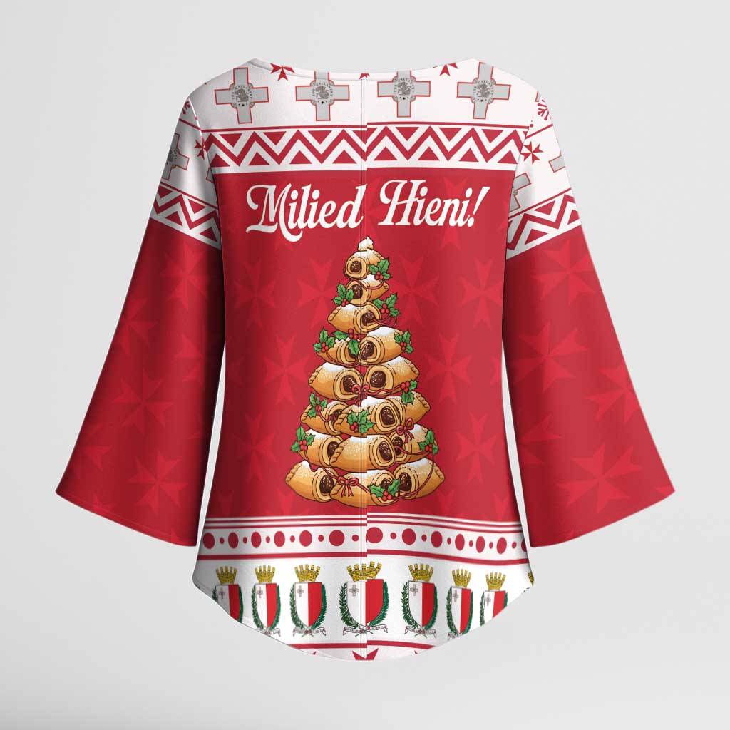 Traditional Maltese Imqaret Pastry Kimono Sleeve Blouse Malta Imqaret Christmas Tree - Wonder Print Shop