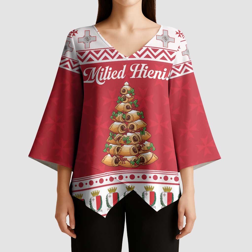 Traditional Maltese Imqaret Pastry Kimono Sleeve Blouse Malta Imqaret Christmas Tree - Wonder Print Shop