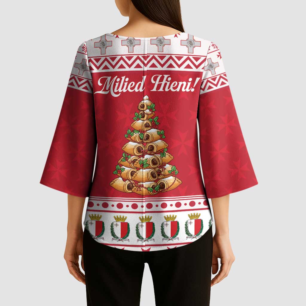 Traditional Maltese Imqaret Pastry Kimono Sleeve Blouse Malta Imqaret Christmas Tree - Wonder Print Shop