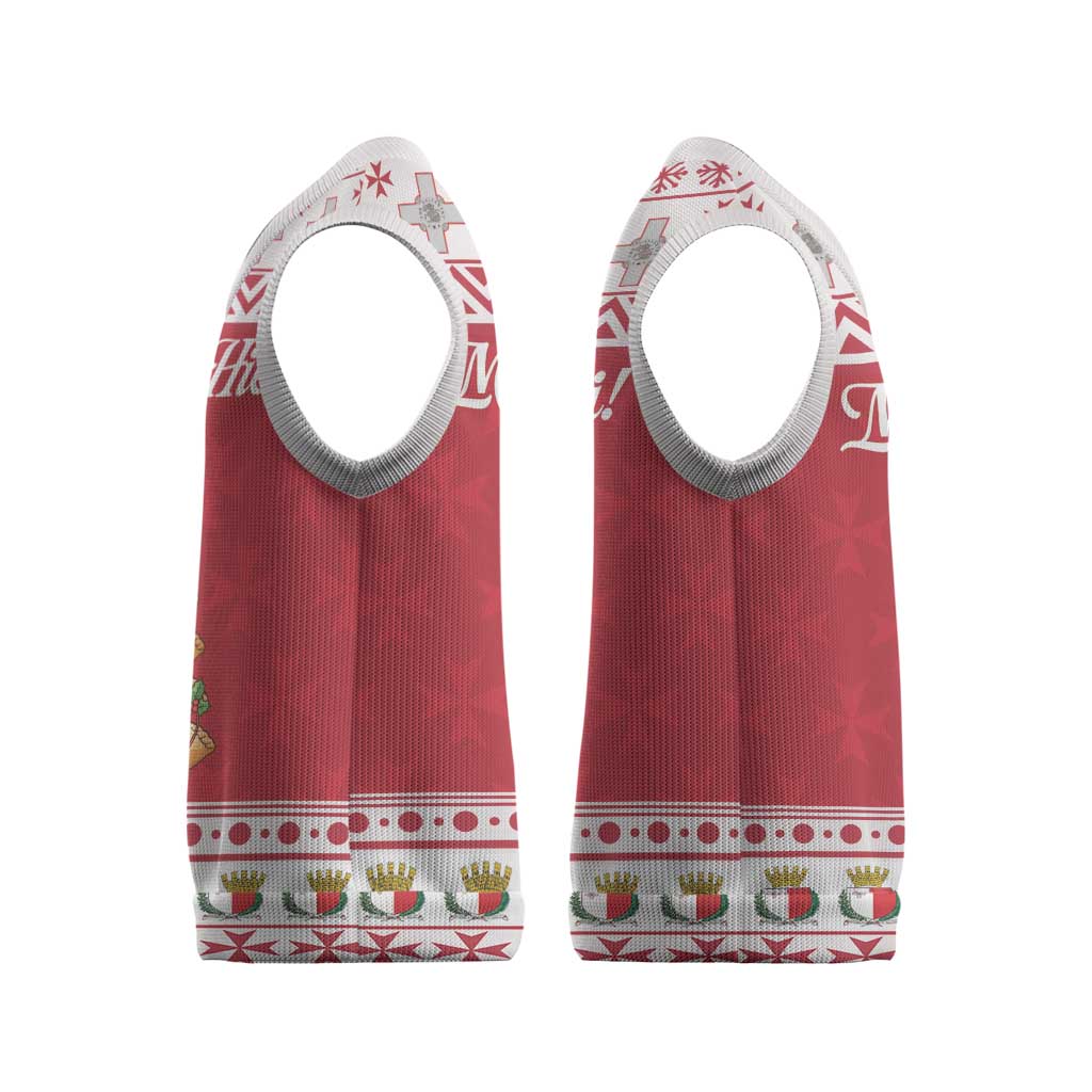 Traditional Maltese Imqaret Pastry Christmas Knitted V-Neck Vest Malta Imqaret Christmas Tree - Wonder Print Shop