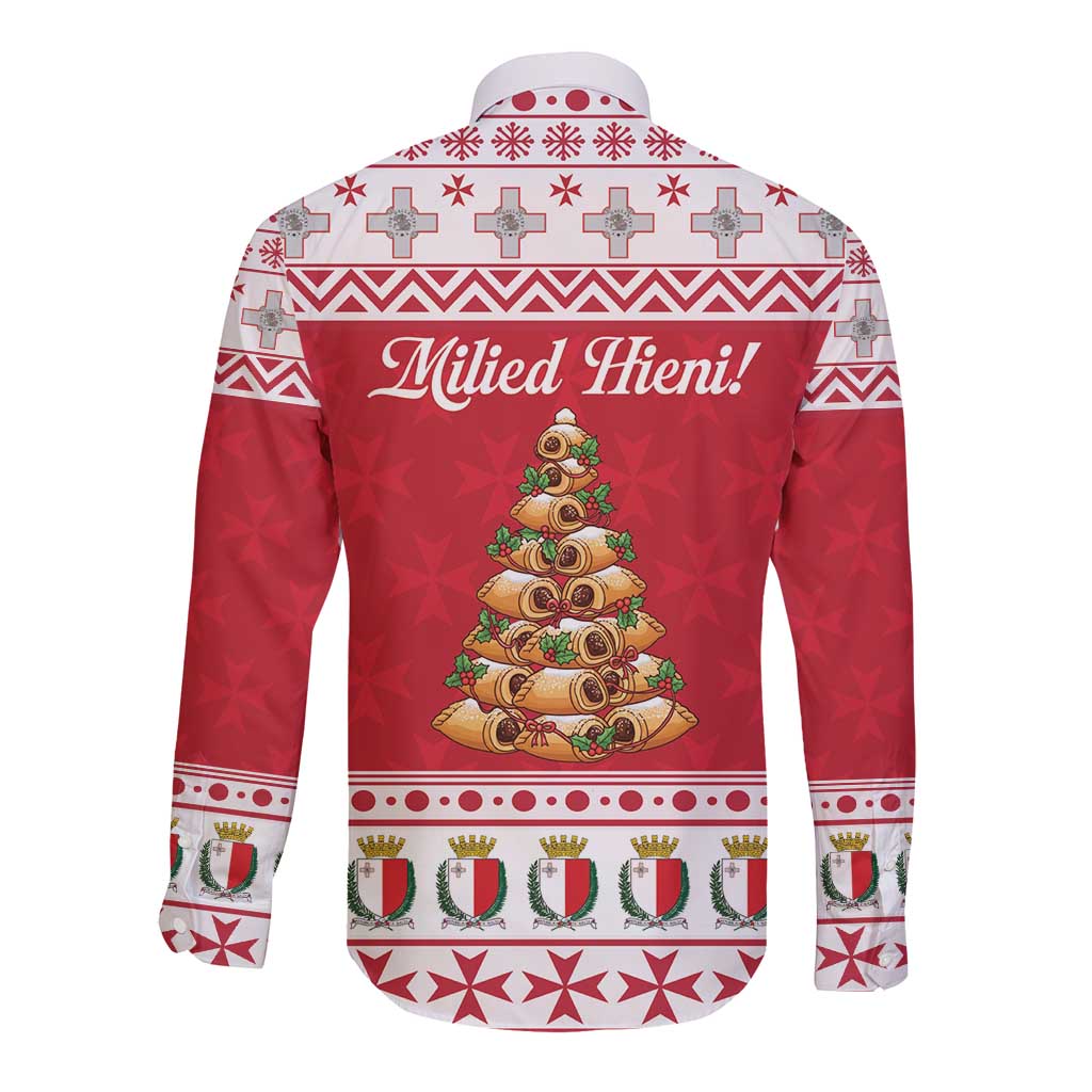 Traditional Maltese Imqaret Pastry Long Sleeve Button Shirt Malta Imqaret Christmas Tree - Wonder Print Shop