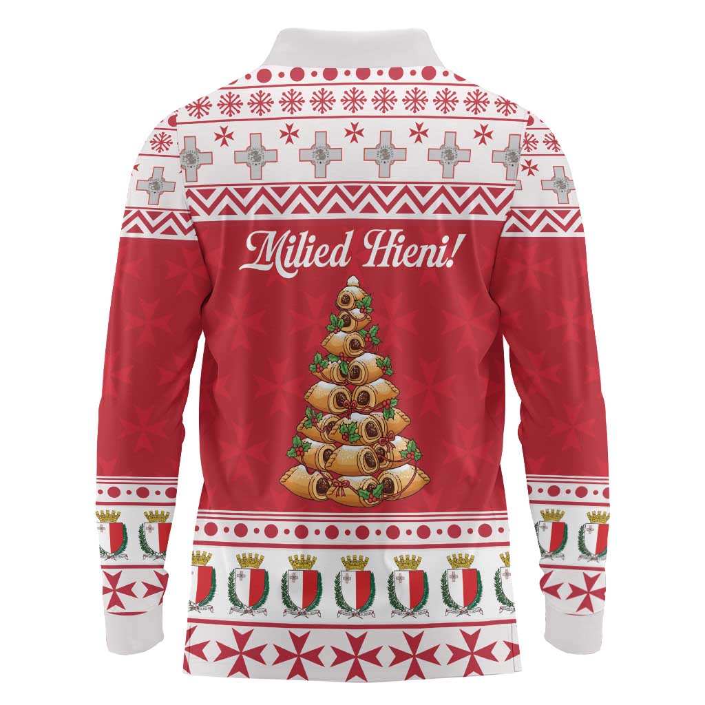 Traditional Maltese Imqaret Pastry Long Sleeve Polo Shirt Malta Imqaret Christmas Tree - Wonder Print Shop