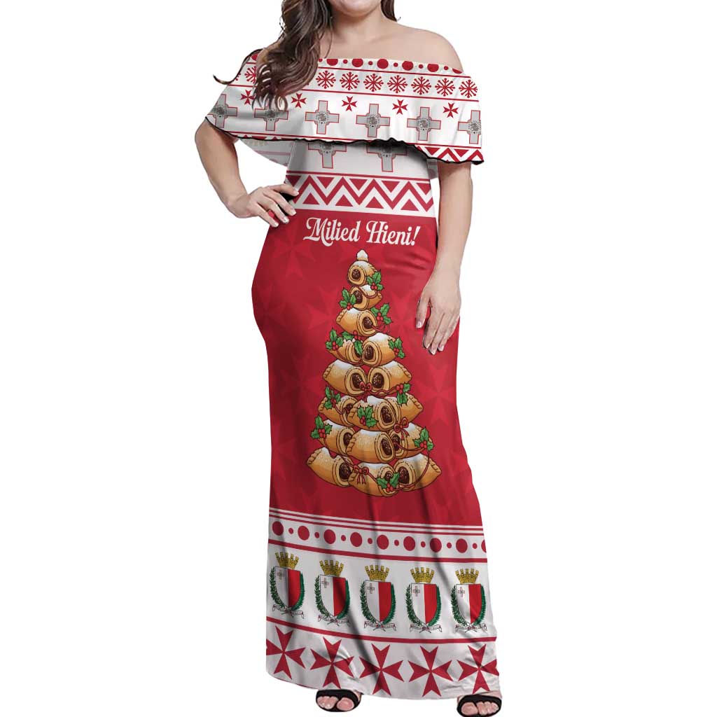 Traditional Maltese Imqaret Pastry Off Shoulder Maxi Dress Malta Imqaret Christmas Tree - Wonder Print Shop