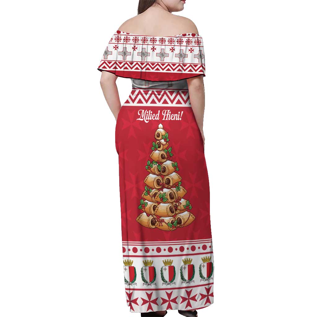 Traditional Maltese Imqaret Pastry Off Shoulder Maxi Dress Malta Imqaret Christmas Tree - Wonder Print Shop