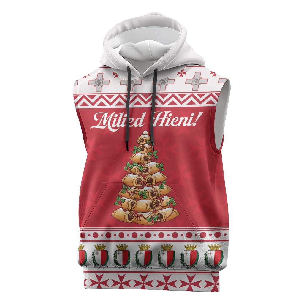 Traditional Maltese Imqaret Pastry Sleeveless Hoodie Malta Imqaret Christmas Tree - Wonder Print Shop